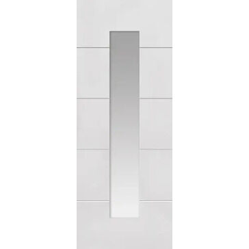 JB Kind 4 Line Moulded White Primed Glazed Internal Door