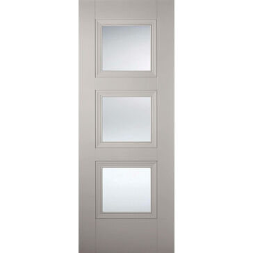 LPD Amsterdam 3 Light Primed Silk Grey Glazed Internal Door