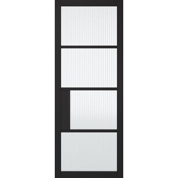 LPD Black Chelsea 4 Light Reeded Glazed Primed Internal Door