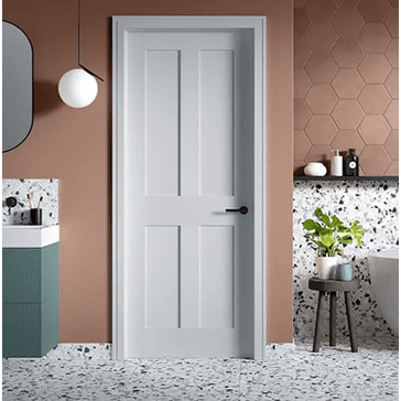 LPD 4 Panel Textured White Primed FD30 Internal Fire Door alternative