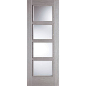 LPD Vancouver Pre-Finished Light Grey Glazed Clear Glass 4 Light FD30 Internal Fire Door