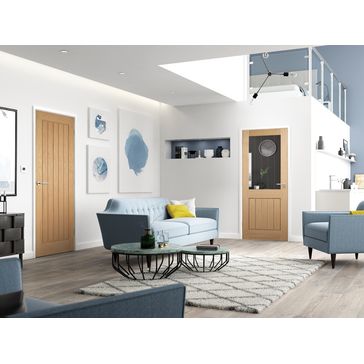 LPD Mexicano 5 Panel Unfinished Oak 1 Light Glazed FD30 Internal Fire Door alternative