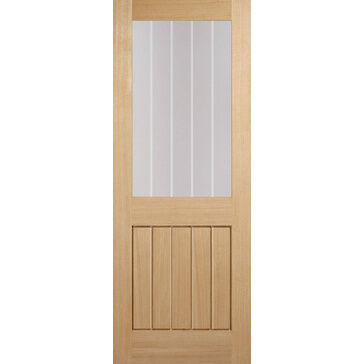 LPD Mexicano Oak 1 Light Clear With Frosted Lines Glazed Half Light Unfinished FD30 Internal Fire Door