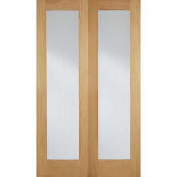 LPD Pattern 20 Unfinished Oak Glazed Internal Door Pair