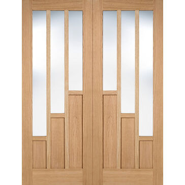 LPD Coventry Unfinished Oak 3 Light Glazed Internal Rebated Door Pair