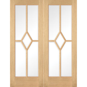 LPD Reims Pre-Finished Oak Glazed Internal Rebated Door Pair