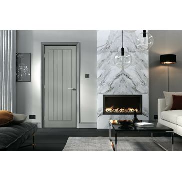LPD Pre-Finished Grey Moulded Textured 5 Vertical Panel Internal Door alternative