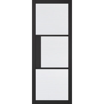 LPD Tribeca 3 Light Reeded Glazed Black Primed Internal Door