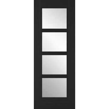 LPD Vancouver 4 Light Clear Glass Glazed Pre-Finished Charcoal Black Internal Door