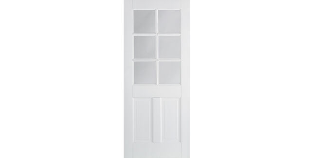 LPD Canterbury 2 Panel White Primed 6 Light Glazed Internal Door