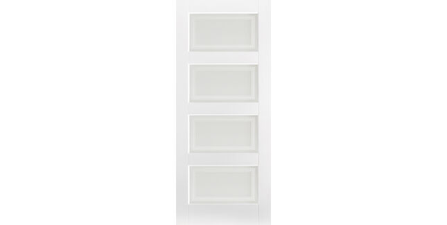 LPD Contemporary White Primed 4 Light Frosted Glazed Internal Door