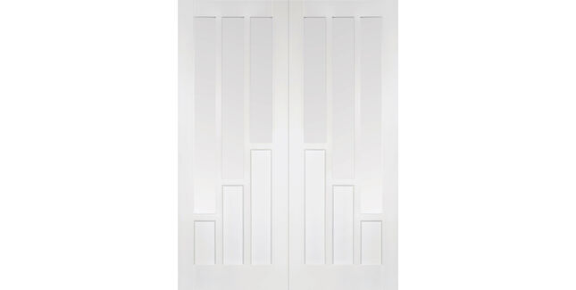 LPD Coventry White Primed Glazed Panel Rebated Internal Doors (Pair)