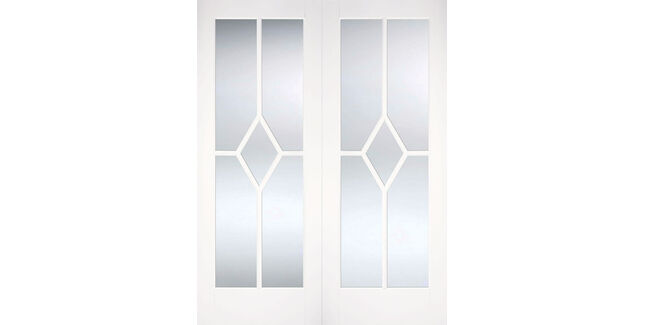 LPD Reims White Primed Diamond 5 Light Glazed Rebated Internal Doors (Pair)