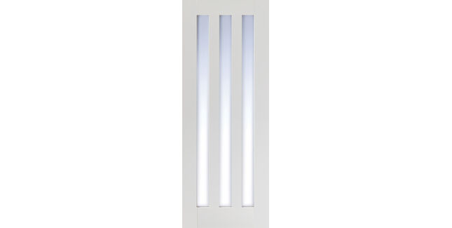 LPD Utah White Primed 3 Light Vertical Clear Glazed Internal Door