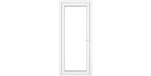 Crystal Full Glass Clear Double Glazed Single White uPVC External Door (Left Hand Open)
