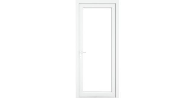 Crystal White uPVC Full Glass Clear Double Glazed Single External Door (Right Hand Open)