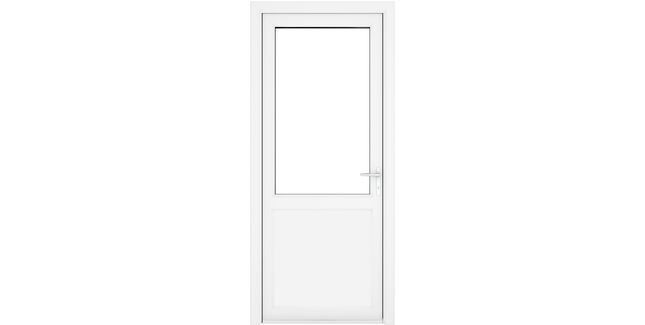Crystal White uPVC 2 Panel Clear Double Glazed Single External Door (Left Hand Open)
