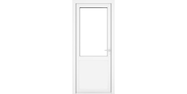 Crystal White uPVC 2 Panel Clear Double Glazed Single External Door (Left Hand Open)