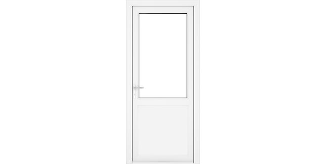 Crystal White uPVC 2 Panel Clear Double Glazed Single External Door (Right Hand Open)