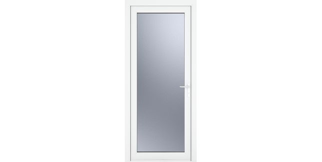 Crystal uPVC Full Glass Obscure Double Glazed Single External Door - White (Left Hand)