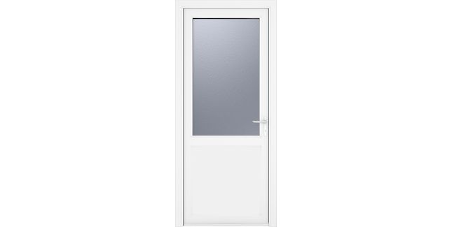 Crystal White uPVC 2 Panel Obscure Double Glazed Single External Door (Left Hand Open)