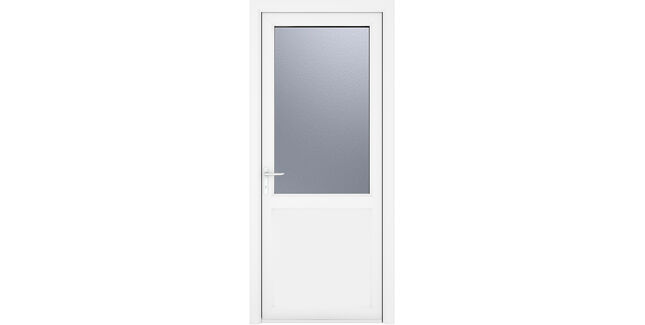 Crystal White uPVC 2 Panel Obscure Double Glazed Single External Door (Right Hand Open)