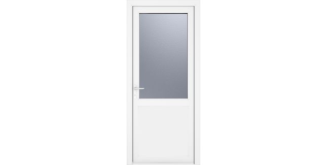 Crystal White uPVC 2 Panel Obscure Double Glazed Single External Door (Right Hand Open)