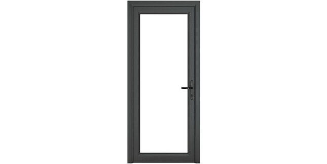 Crystal Grey uPVC Full Glass Clear Double Glazed Single External Door (Left Hand Open)