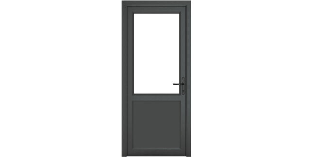 Crystal Grey uPVC 2 Panel Clear Double Glazed Single External Door (Left Hand Open)