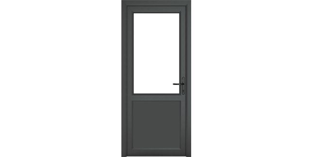 Crystal Grey uPVC 2 Panel Clear Double Glazed Single External Door (Left Hand Open)