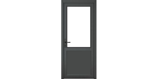 Crystal Grey uPVC 2 Panel Clear Double Glazed Single External Door (Right Hand Open)