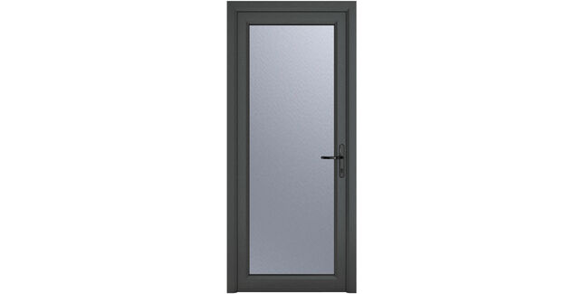 Crystal Grey uPVC Full Glass Obscure Double Glazed Single External Door (Left Hand Open)