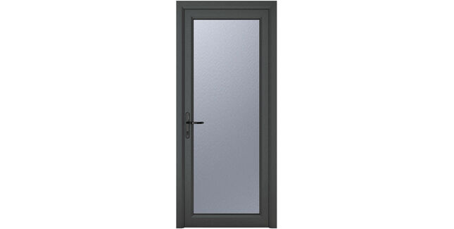 Crystal Grey uPVC Full Glass Obscure Double Glazed Single External Door (Right Hand Open)