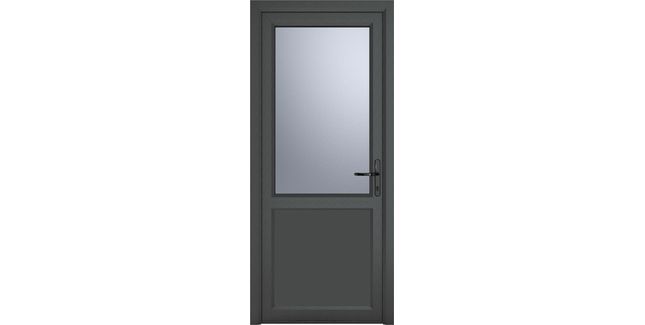 Crystal Grey uPVC 2 Panel Obscure Double Glazed Single External Door (Left Hand Open)