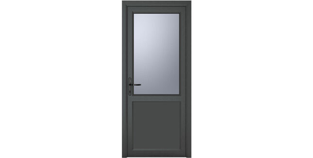 Crystal Grey uPVC 2 Panel Obscure Double Glazed Single External Door (Right Hand Open)