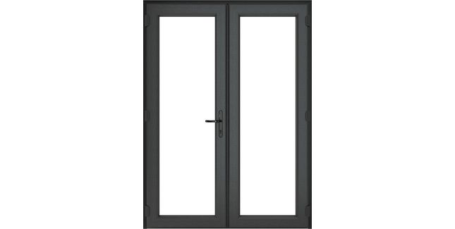 Crystal Grey uPVC Clear Double Glazed Left Hand Master French Door (150mm Cill Included)