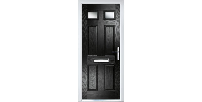 Crystal Classic Black 2 Light Glazed GRP Composite Front Door - 2055mm x 920mm