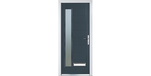 Crystal Modern Anthracite Grey 1 Light Glazed GRP Composite Front Door - 2055mm x 920mm