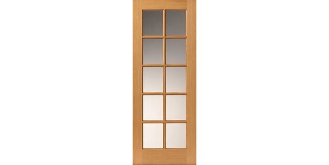 JB Kind Gisburn 10 Panel Real Oak Glazed Internal Door