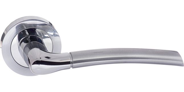 Eco Swell Satin Chrome/Polished Chrome Door Handle on Round Rose (Pair)