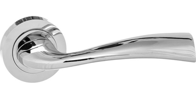 Eco Wave Aluminium Door Handle on Round Rose (Pair)