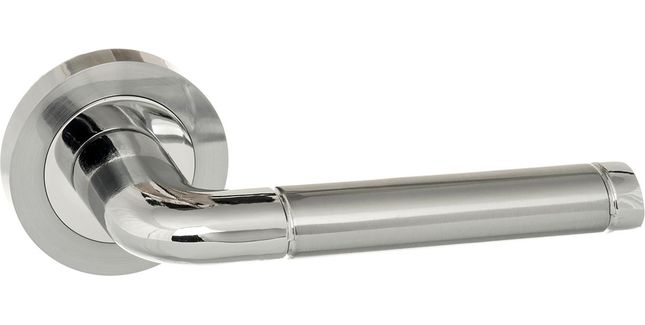 Eco Ocean Satin Chrome/Polished Chrome Door Handle on Round Rose (Pair)