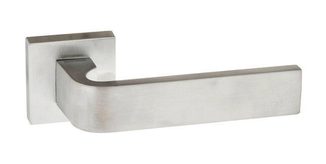 Forme Monza Satin Chrome Lever Door Handle on Square Rose (Pair)
