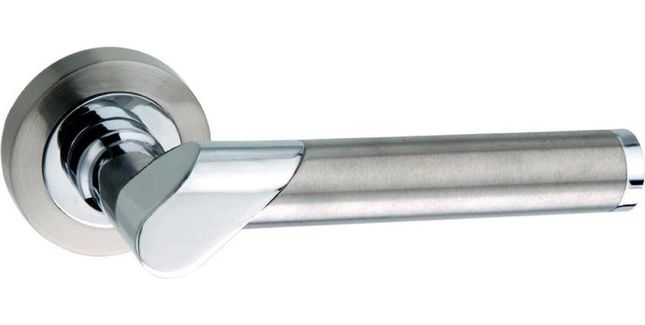 Mediterranean Tunis Satin Nickel/Polished Chrome Lever Door Handle (Pair)