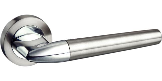 Mediterranean Toulon Satin Nickel/Polished Chrome Lever Door Handle (Pair)