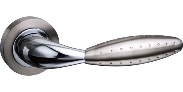 Mediterranean Oran Satin Nickel/Polished Chrome Lever Door Handle (Pair)