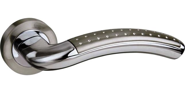 Mediterranean Monaco Satin Nickel/Polished Chrome Lever Door Handle (Pair)