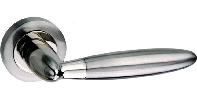 Mediterranean Gibraltar Satin Nickel/Polished Nickel Lever Door Handle (Pair)