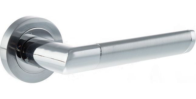 Mediterranean Santorini Satin Chrome/Polished Chrome Lever Door Handle (Pair)