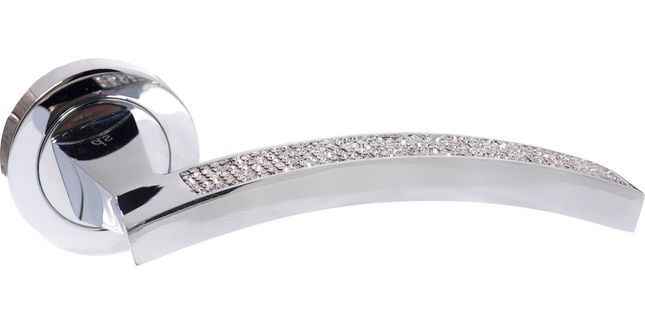 Senza Pari Crystal Lever Door Handle on Round Rose (Pair)